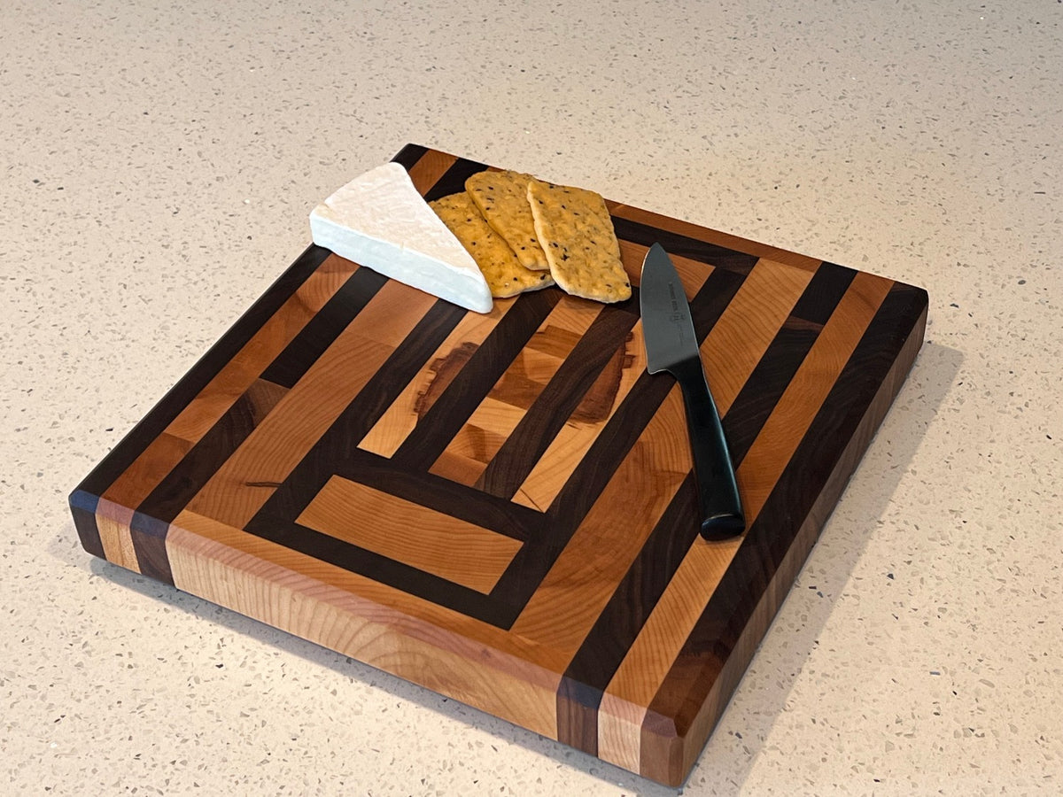 Maple and Walnut Prep Size End Grain Cutting Board – Taryn Builds