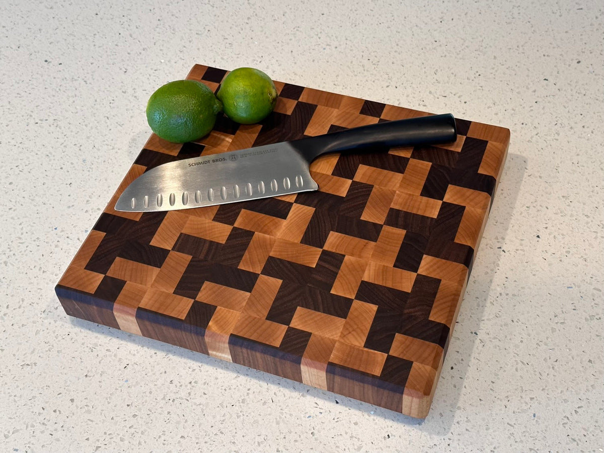 Maple and Walnut Prep Size End Grain Cutting Board – Taryn Builds