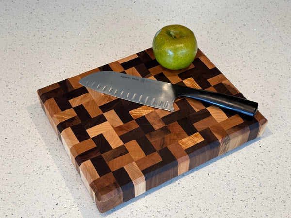 Maple and Walnut Prep Size End Grain Cutting Board