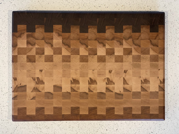 Ombré Pixels End Grain Cutting Board