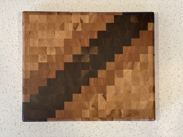 Pixelated Ombré Stripe End Grain Cutting Board