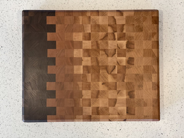 Ombré Pixels End Grain Cutting Board