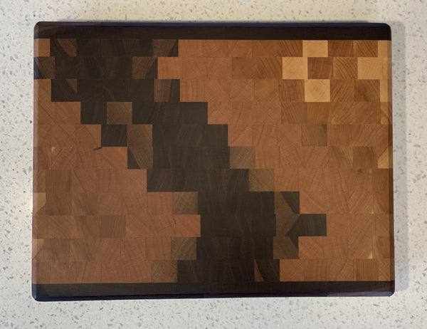 Framed Ombré Pixels End Grain Cutting Board