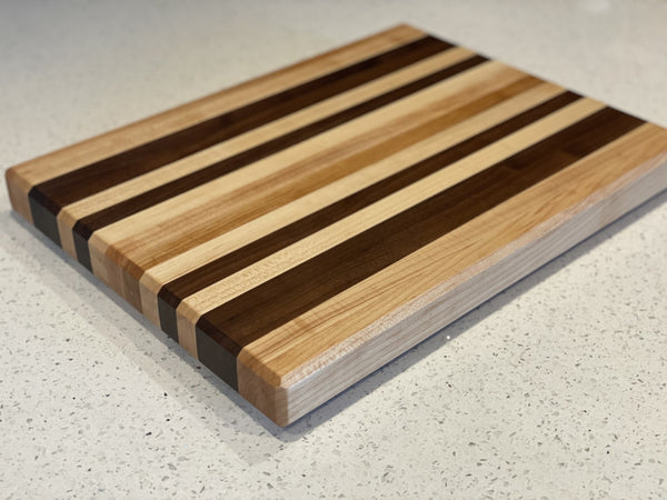 Striped Maple and Walnut Edge Grain Cutting Board